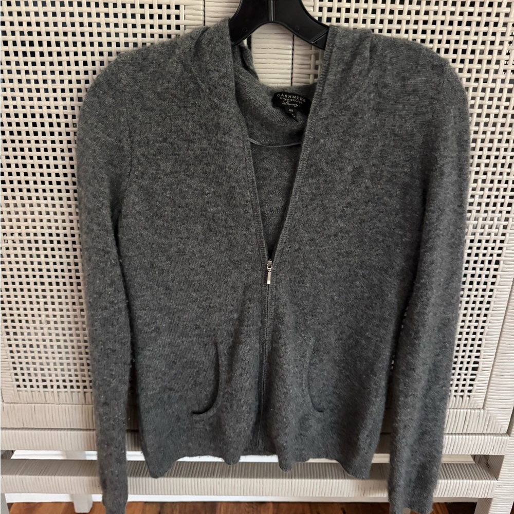 Charter Club Women's Gray Zip-Up Sweater XS